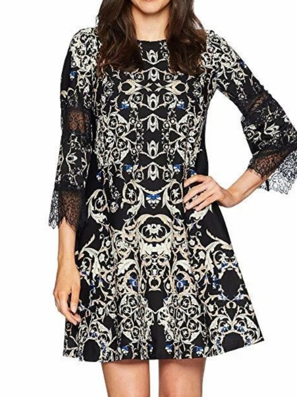 Gabby Skye Black Dress Lace Sleeves Shift Formal Wedding Guest Womens Size 18W